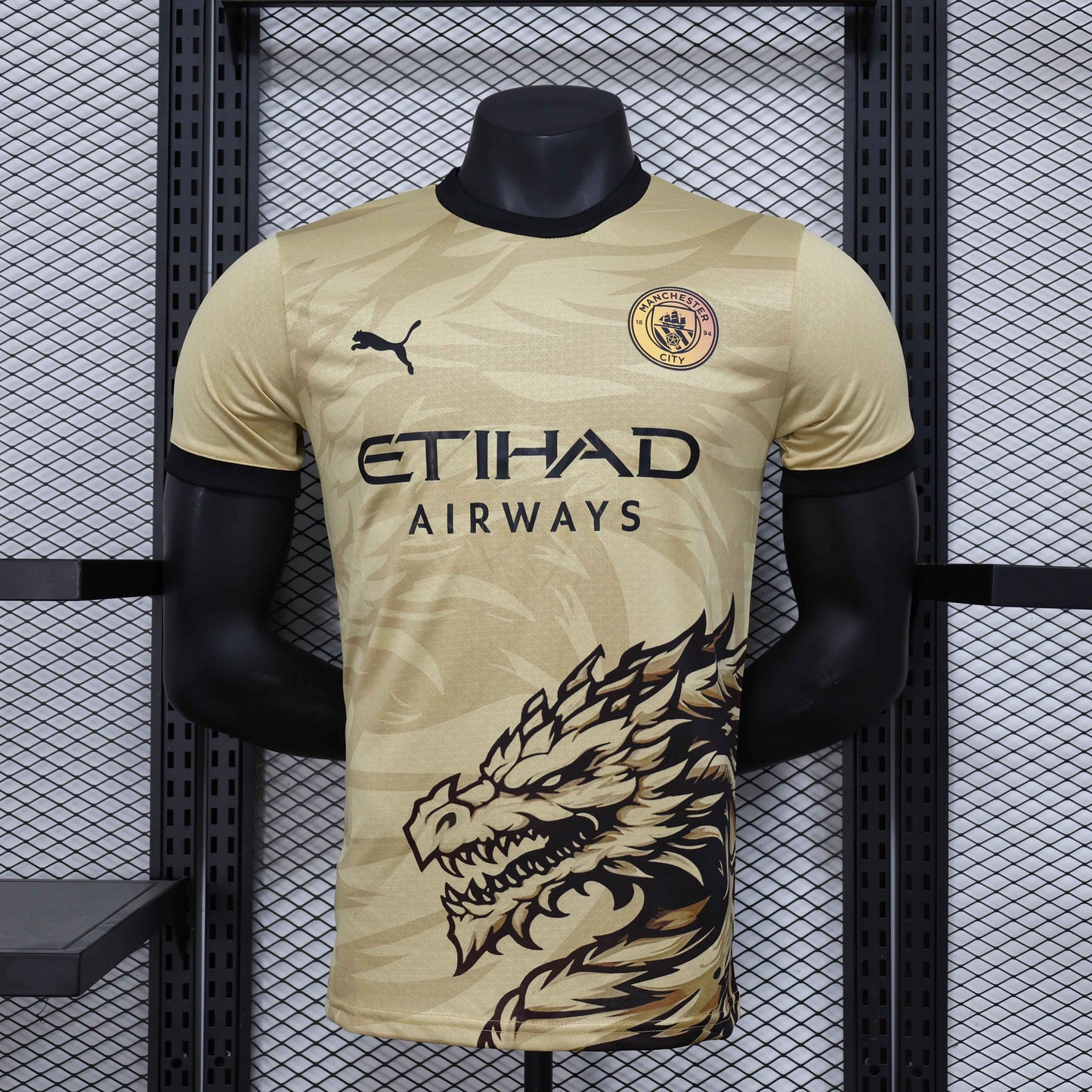 Special Edition Manchester City Shirt - Dragon Gold - Retro Classic Kits