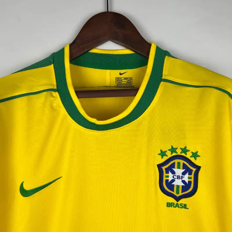 1998 Brazil Home Kit - Long Sleeve - Retro Classic Kits
