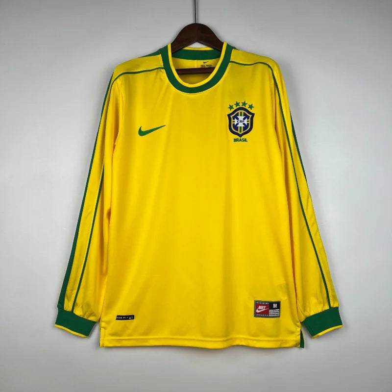 1998 Brazil Home Kit - Long Sleeve - Retro Classic Kits