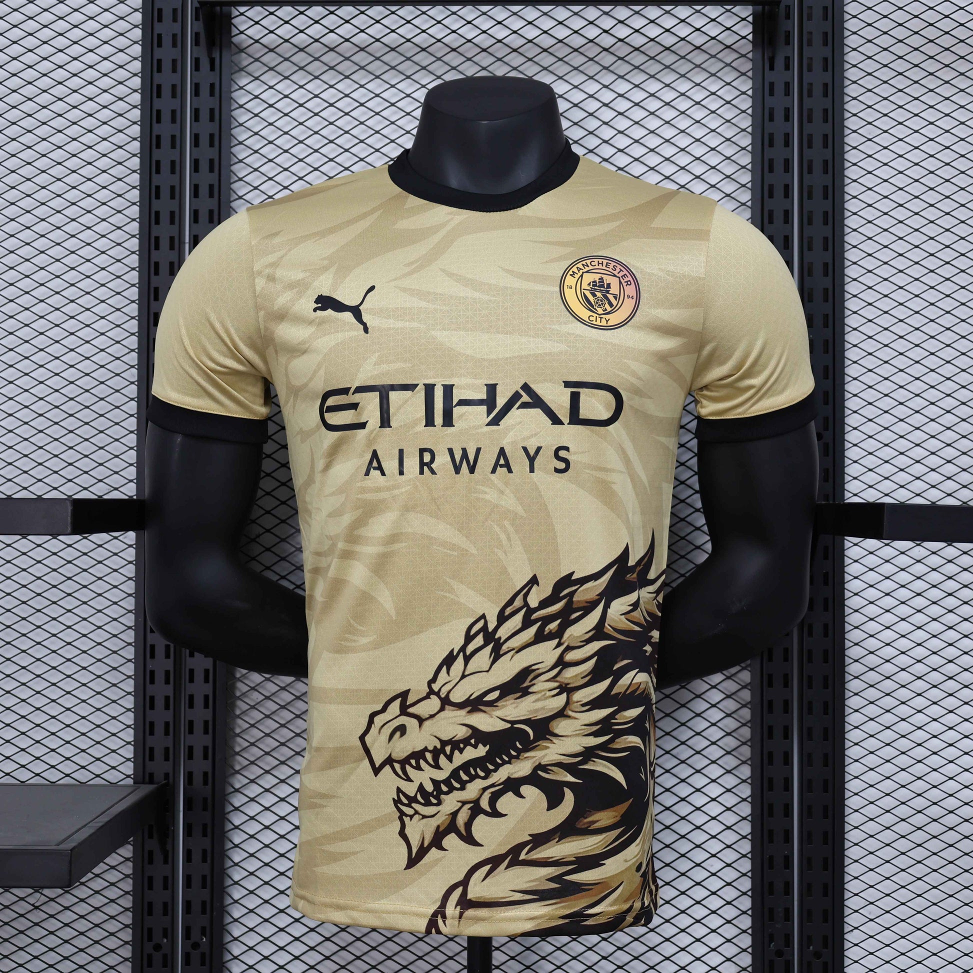 Special Edition Manchester City Shirt - Dragon Gold - Retro Classic Kits
