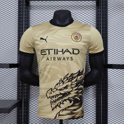 Special Edition Manchester City Shirt - Dragon Gold - Retro Classic Kits