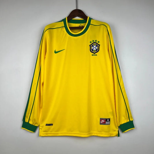 1998 Brazil Home Kit - Long Sleeve - Retro Classic Kits
